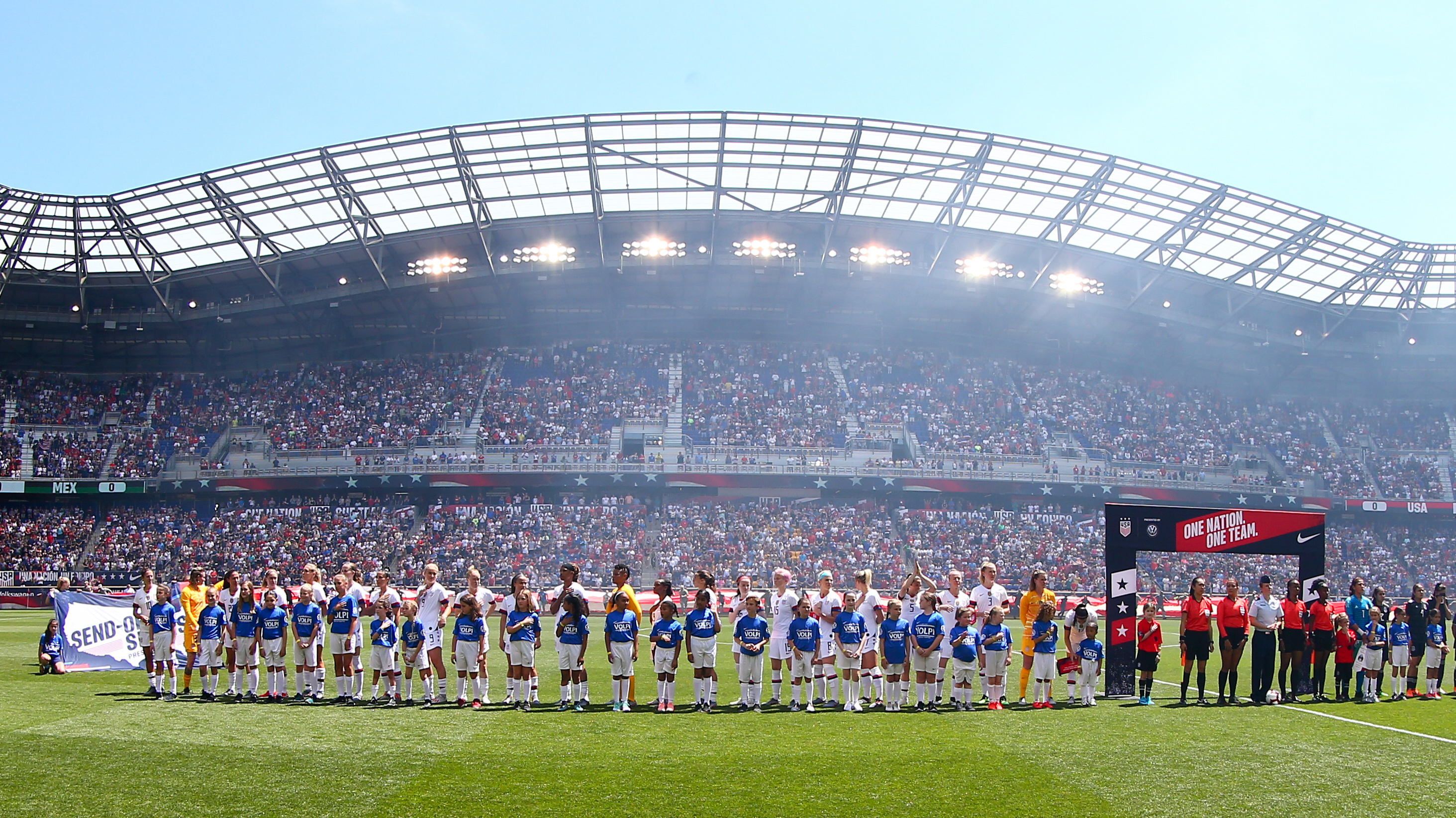 The U S Women Stand For The National Anthem Ahead Of An International Friendly With Mexico Late Last Month Before Heading To France For The Fifa Women S World Cup Which Kicks Off Today The U S Women Stand For The National Anthem Ahead Of An International Friendly With Mexico Late Last Month Before Heading To France For The Fifa Women S World Cup Which Kicks Off Today