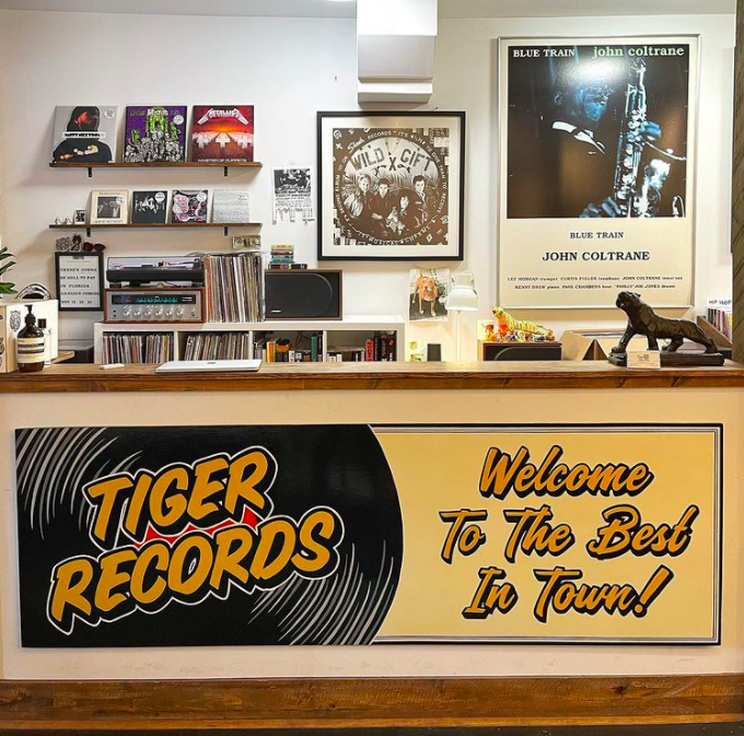 Checkout counter at Tiger Records in Riverside