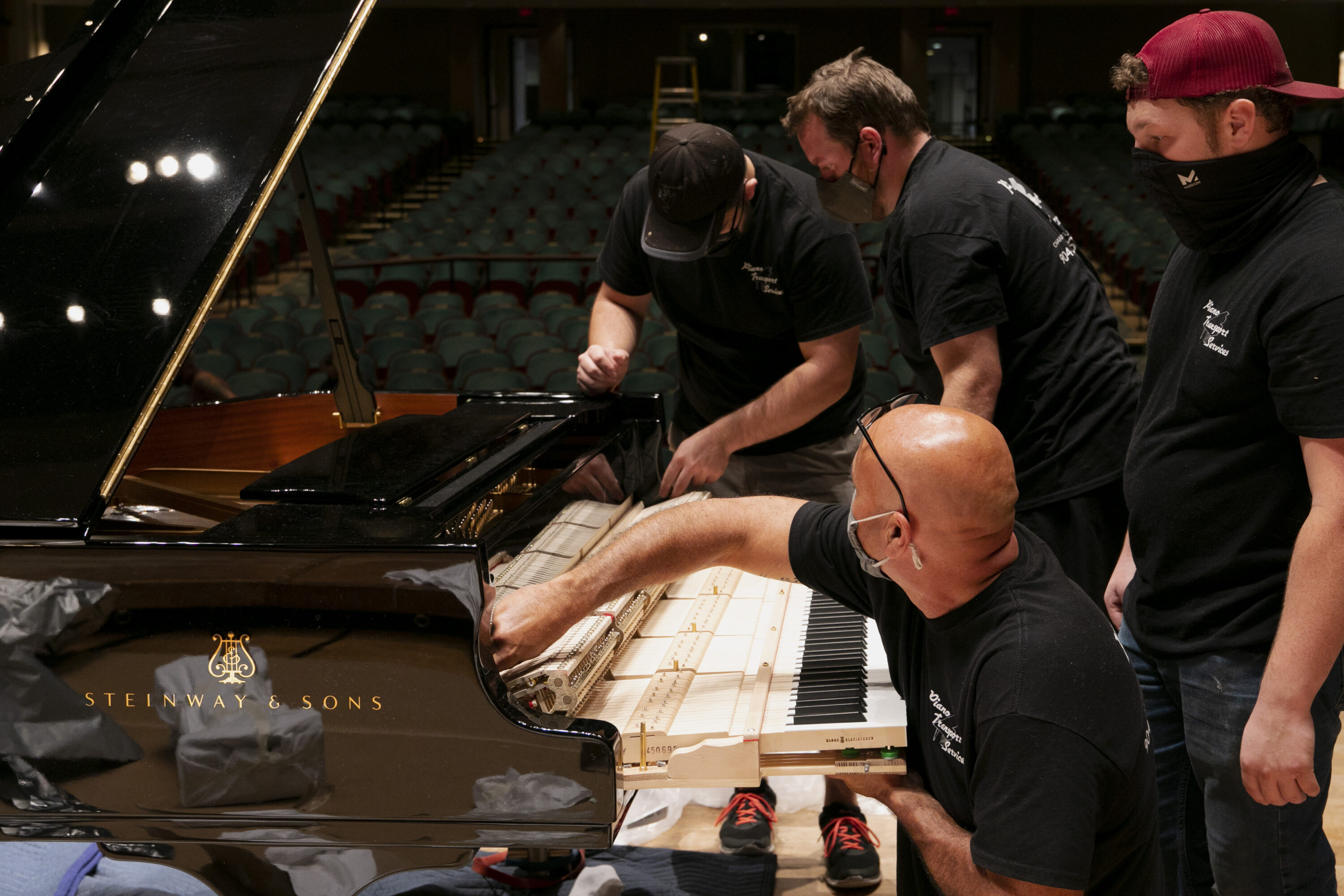 Photograph of unboxing the new piano 